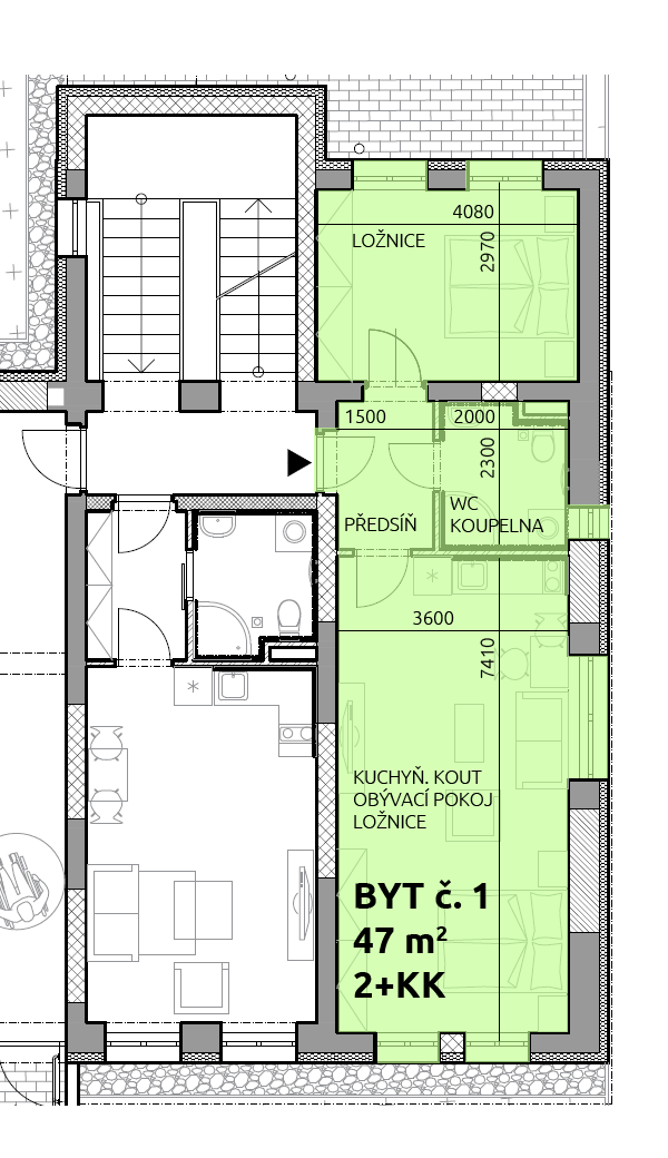 Půdorys bytu č. 1