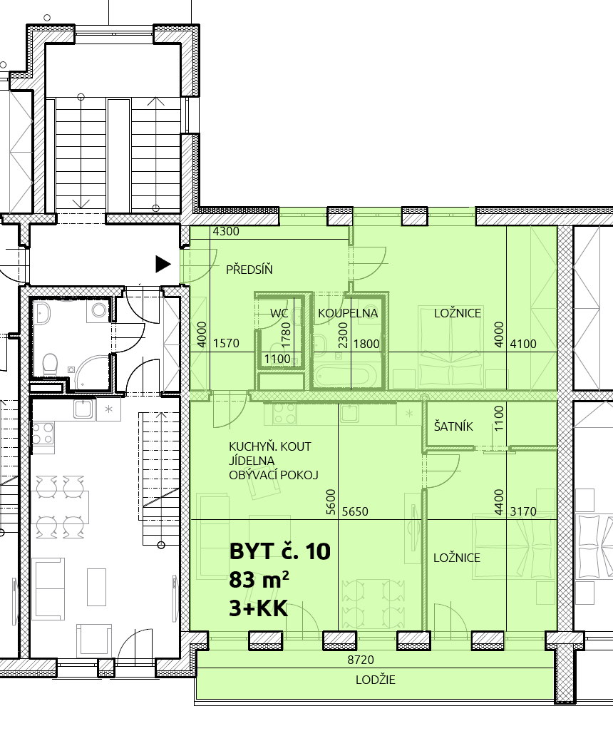 Půdorys bytu č. 10