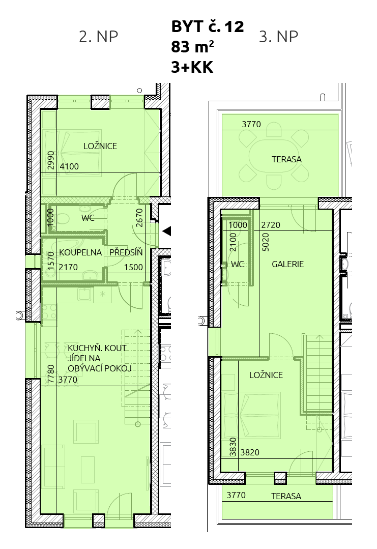 Půdorys bytu č. 12