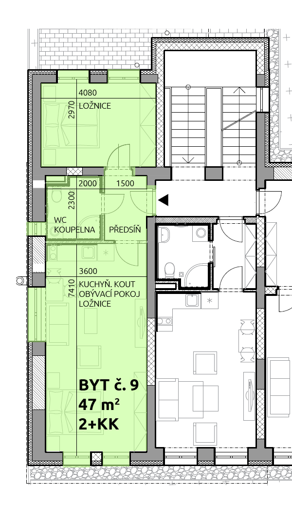 Půdorys bytu č. 9